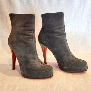 100% Authentic Christian Laboutin Grey Suede Booties